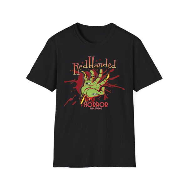 Zombie Logo Red Handed Horror Unisex Softstyle T-Shirt - Image 3