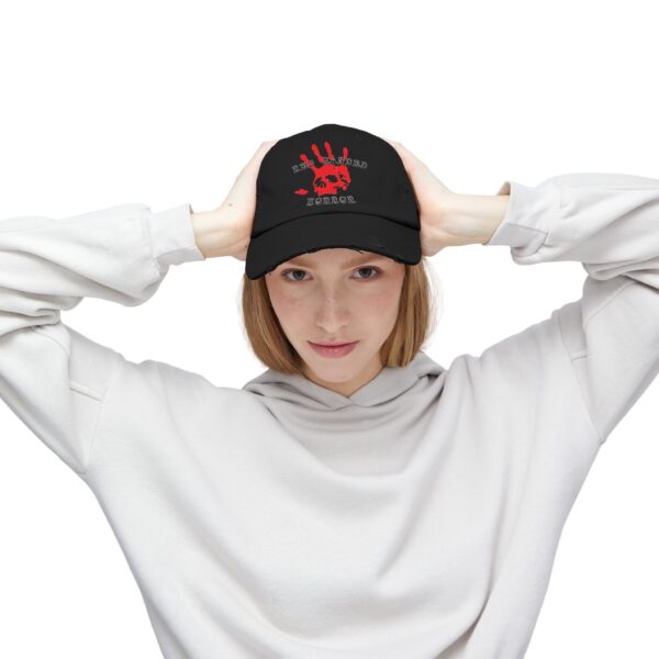 Red Handed Horror Unisex Distressed Cap - Image 2