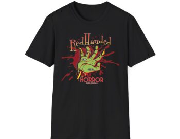 Horror Hand T-Shirt — “Red Handed” Graphic Tee (Zombie Green, Blood Splatter)